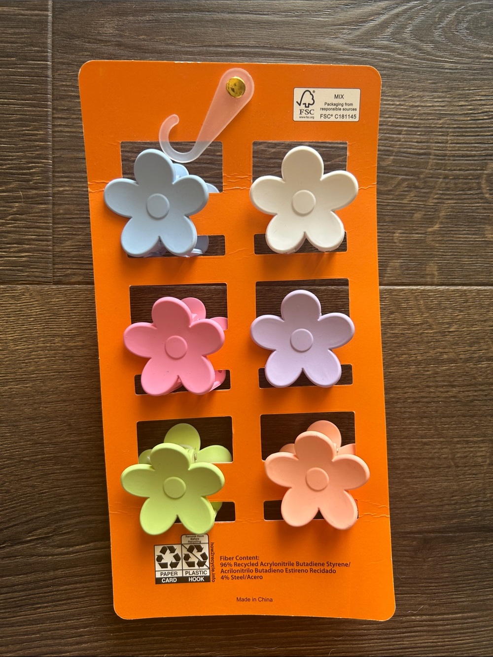 Pink Linen Kids Flower Hair Clips - Pastel Multicolor Set - Picture 2 of 2
